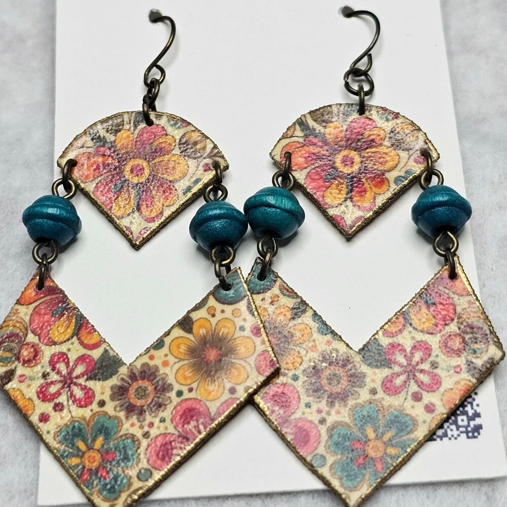 Handmade BOHO double-sided 2 tier earrings